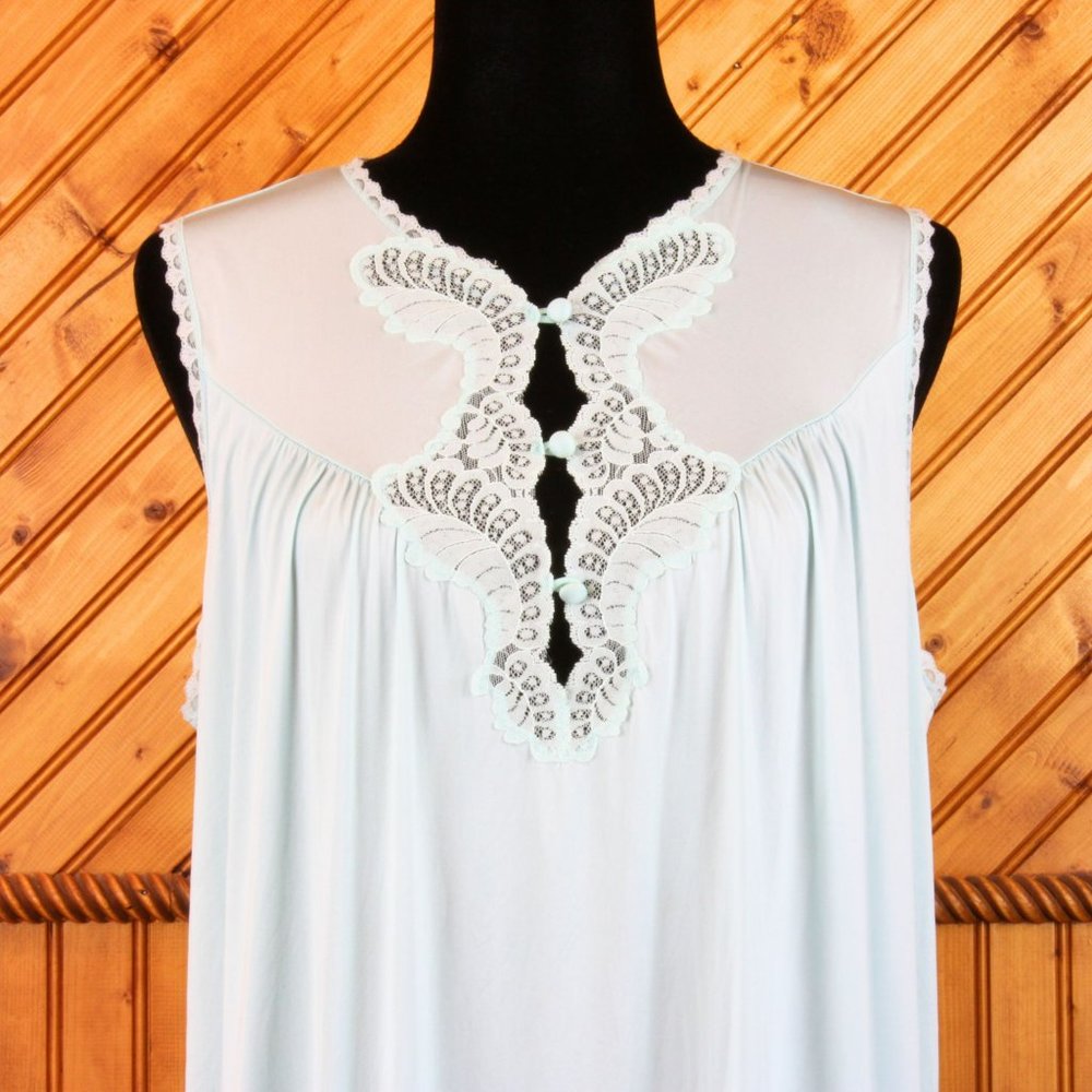 Vintage Van Raalte Nylon Nightgown Large Sleepwear Maxi Sleeveless Summer SW29